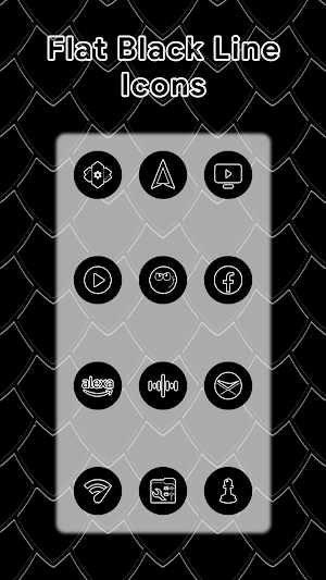 White On Black Line Icons Screenshot 3
