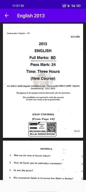 Class 10- SEBA/HSLC Question Paper 2013-2020 Screenshot 2