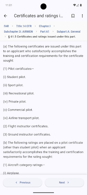 FAR/AIM Pilot Regulations Screenshot 3