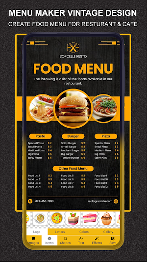 Menu Maker - Vintage Designs Screenshot 3