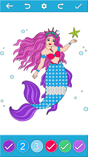Mermaid Coloring By Number Screenshot 1