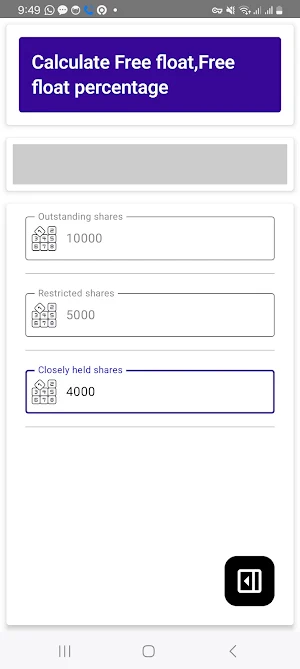 Free Float Calculator Screenshot 0