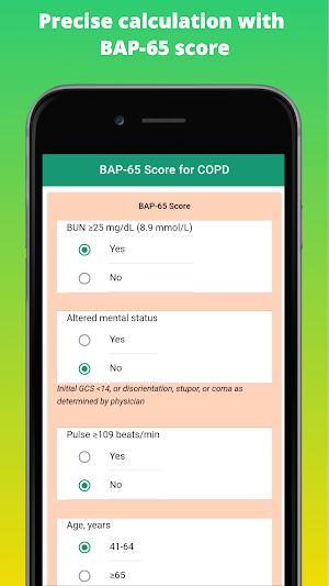 Respiratory COPD Exacerbation - BAP-65 Score Screenshot 1