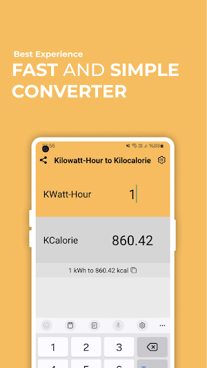 Kilowatt hour to Kcal Convert Screenshot 0