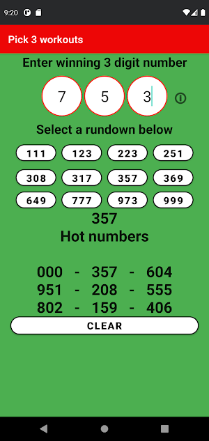 Pick 3 rundowns Screenshot 1