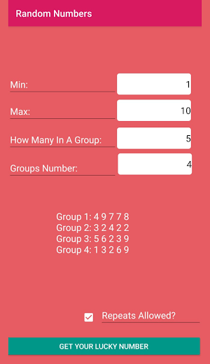 Random Number Generator - App Screenshot 2