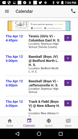 Seymour Athletics - Indiana Screenshot 2