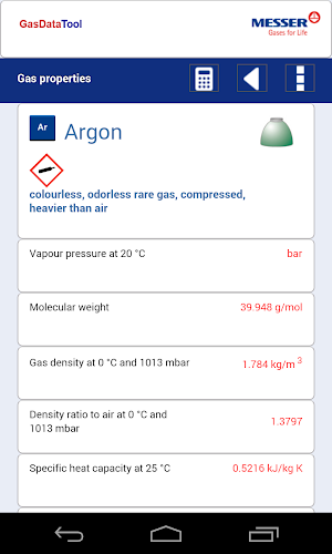 Gas properties & conversion Screenshot 1