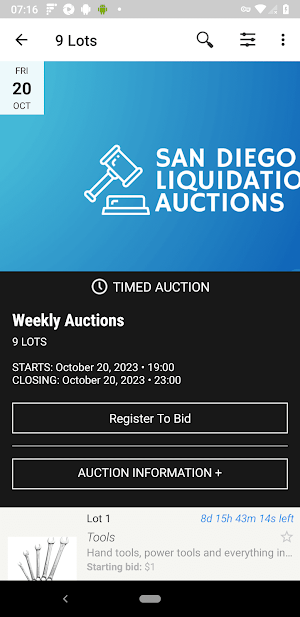 San Diego Liquidation Auctions Screenshot 1