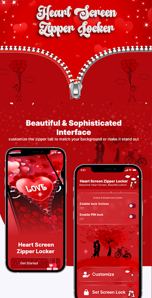 Heart zipper lock screen Screenshot 2