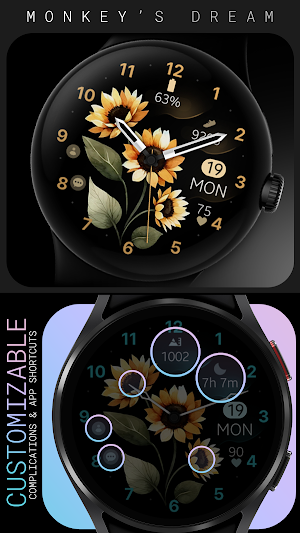 Sunflowers analog watch face Screenshot 0