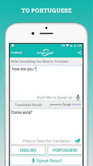 Portuguese English Translator Screenshot 1