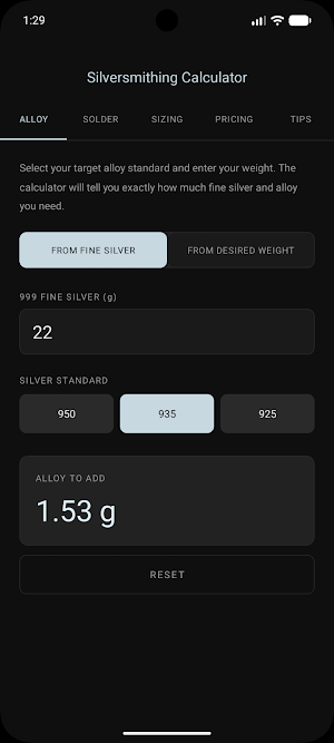 Silversmithing Calculator Screenshot 0