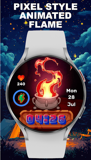 Animated Pixel Flame WatchFace Screenshot 1