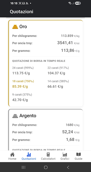 Valutazione Oro Screenshot 1