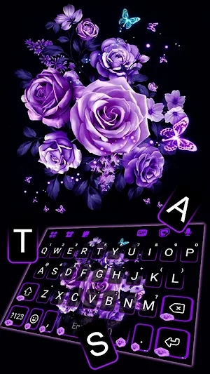 Purple Rose Bouquet Keyboard Background Screenshot 1