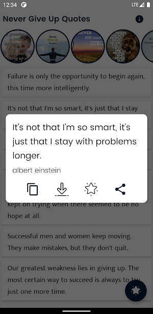 Never Give Up Quote and Saying Screenshot 1
