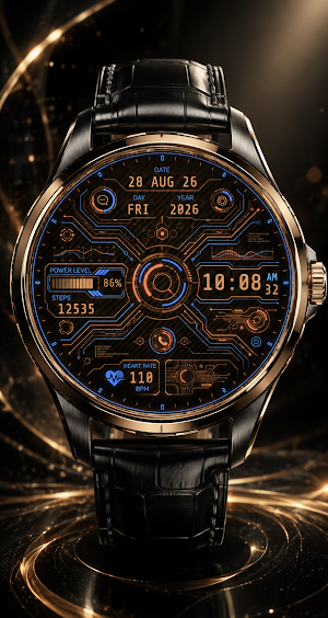 Cyber Circuit HUD Watch Face Screenshot 2