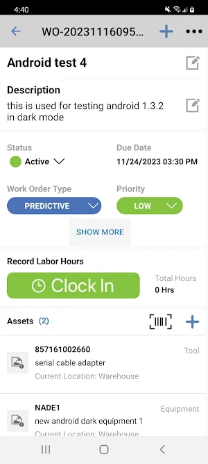 FTMaintenance Select WorkOrder Screenshot 3
