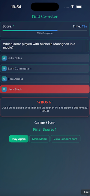 Cinephile Movie Quiz Screenshot 2