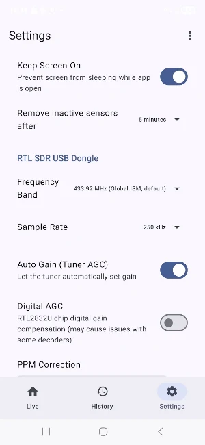 RTL-SDR 433 Screenshot 3