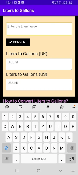 Liters to Gallons (Gal) Screenshot 2