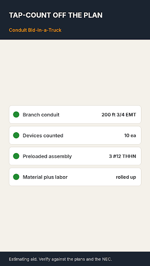 Electrical Estimator: Conduit Screenshot 1