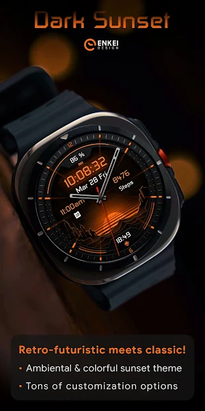 Dark Sunset hybrid watch face Screenshot 1