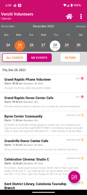 Versiti Volunteer Screenshot 2