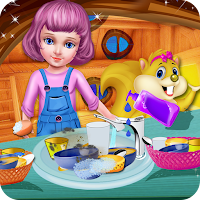 Doll Girl Kitchen Dish Washing