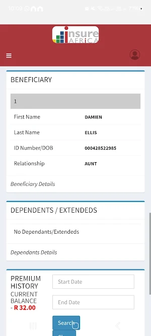 Insure Africa Member Portal Screenshot 3