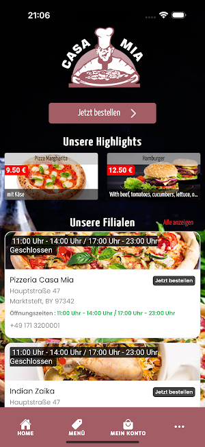 Pizzeria Casa Mia Online Screenshot 0