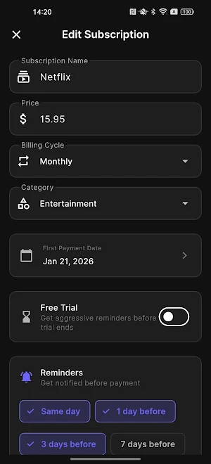 SubHunter: Track Subscriptions Screenshot 3