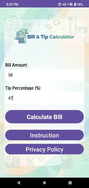 Bill Total Calculator Screenshot 0