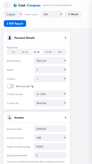 CostCompass: Cost of Living Screenshot 1