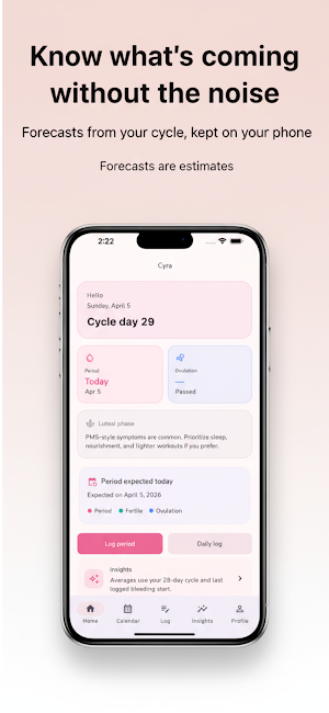Cyra Ai Period Tracker Screenshot 1