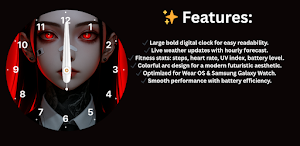 Anime Girl Red Eyes – Wear OS Screenshot 0