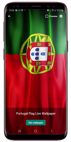 Portugal Flag Waving Live Wallpaper Screenshot 1