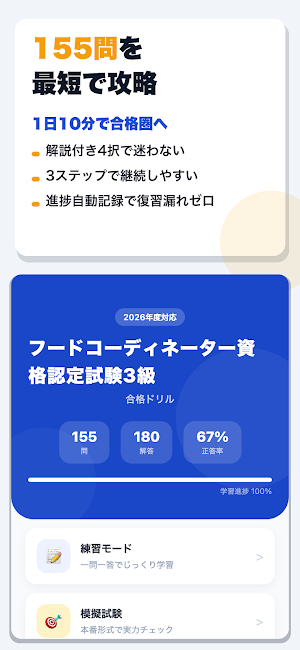 フードコーディネーター資格認定試験3級 合格ドリル Screenshot 0