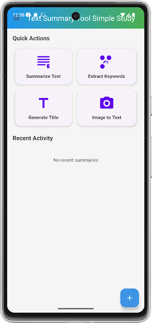 Text Summary Tool Simple Study Screenshot 1