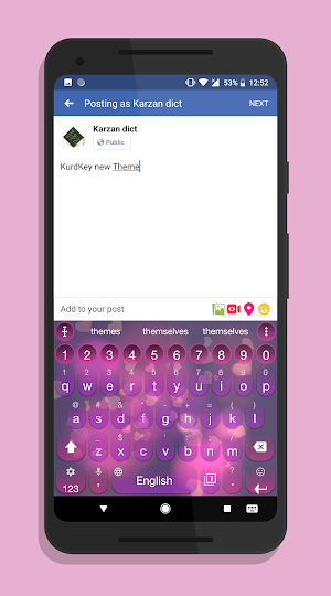 KurdKey Theme Anim Pink Heart Screenshot 1