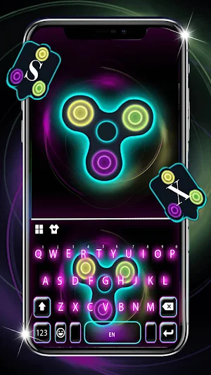 Neon Fidget Spinner Keyboard Background Screenshot 0