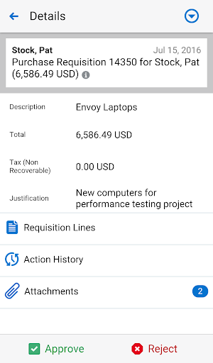 Approvals for EBS Screenshot 2