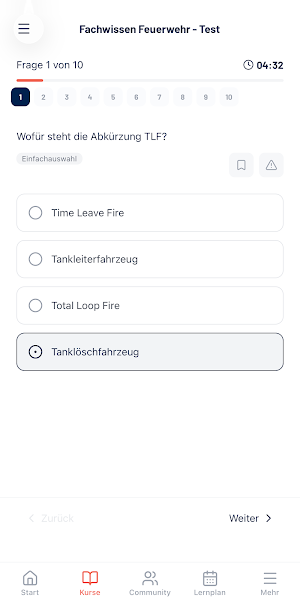 Feuerwehr Einstellungstest Screenshot 2