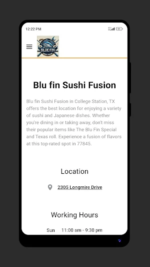 Blue fin Sushi Fusion Screenshot 0