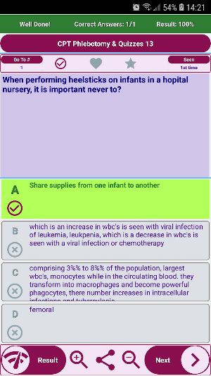 CPT Phlebotomy Exam Review concepts and quizzes. Screenshot 2