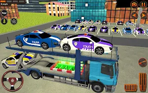 City Police Car Transporter Truck: Trailer Driving Screenshot 1