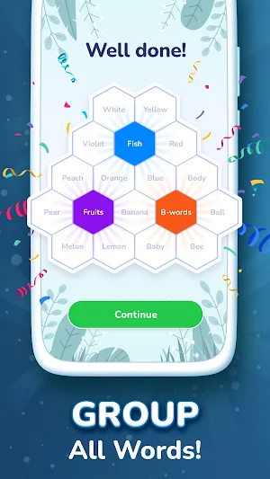 Hexa Words: Sort Associations Screenshot 1