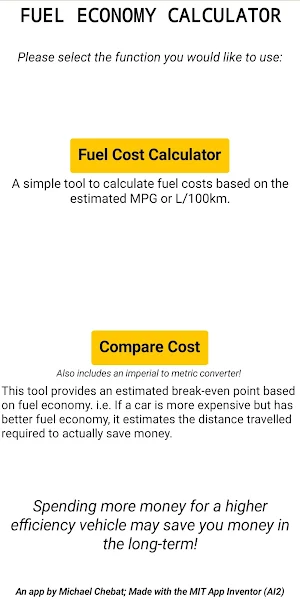 Fuel Economy Calculator Screenshot 0