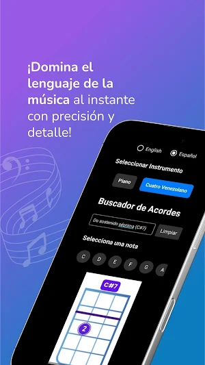 Afinador Acordes Cuatro Piano Screenshot 1